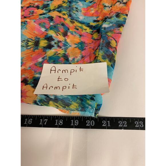 Aeropostale Blouse Sheer SZ XL Racer Back Multi Floral Delicate Boho - Picture 7 of 7